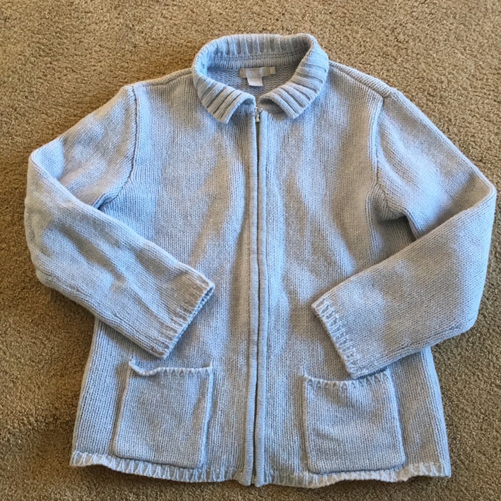 J. Crew Light Blue Wool Zipper Sweater